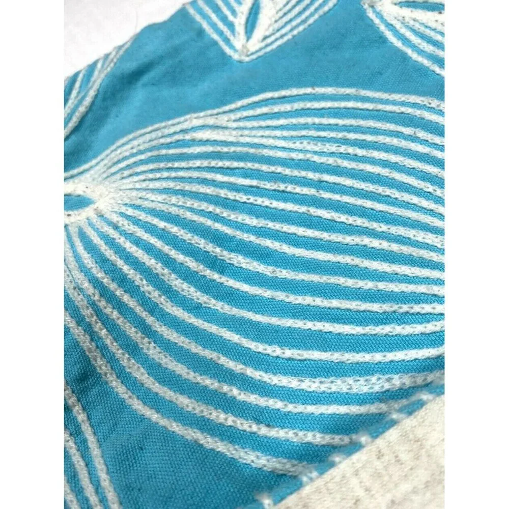 Kas Pair Blue White Cotton Shams Pillowcases Zip